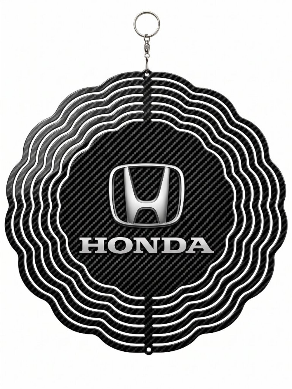 10" Honda Logo Kinetic Wind Spinner - Carbon Fiber Metal Hanging Yard Decor